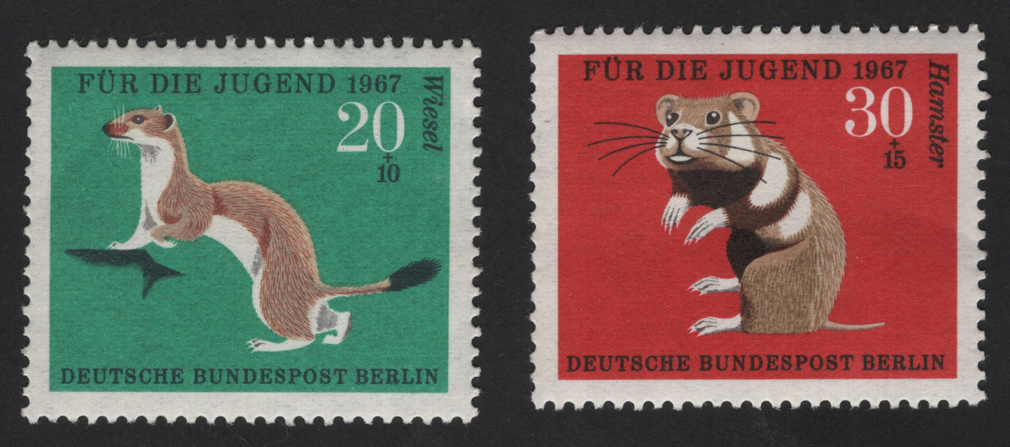 SCG12162 - Germany (Berlin) 1967 “For the Youth” Charity Animal Pair – Weasel & Hamster