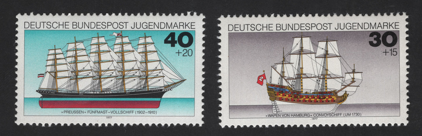 SCG12174 - Germany 1977 Historic Sailing Ships – Youth Welfare Semi-Postal Pair