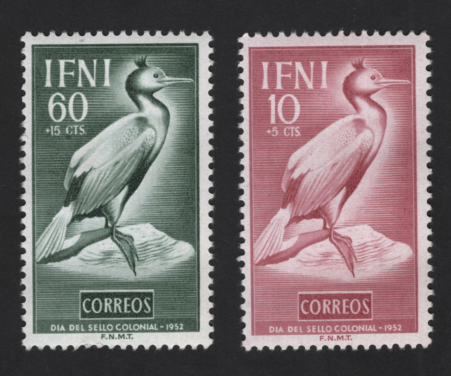 SCG12172 - Ifni 1952 “Día del Sello Colonial” Bird Charity Stamp Pair