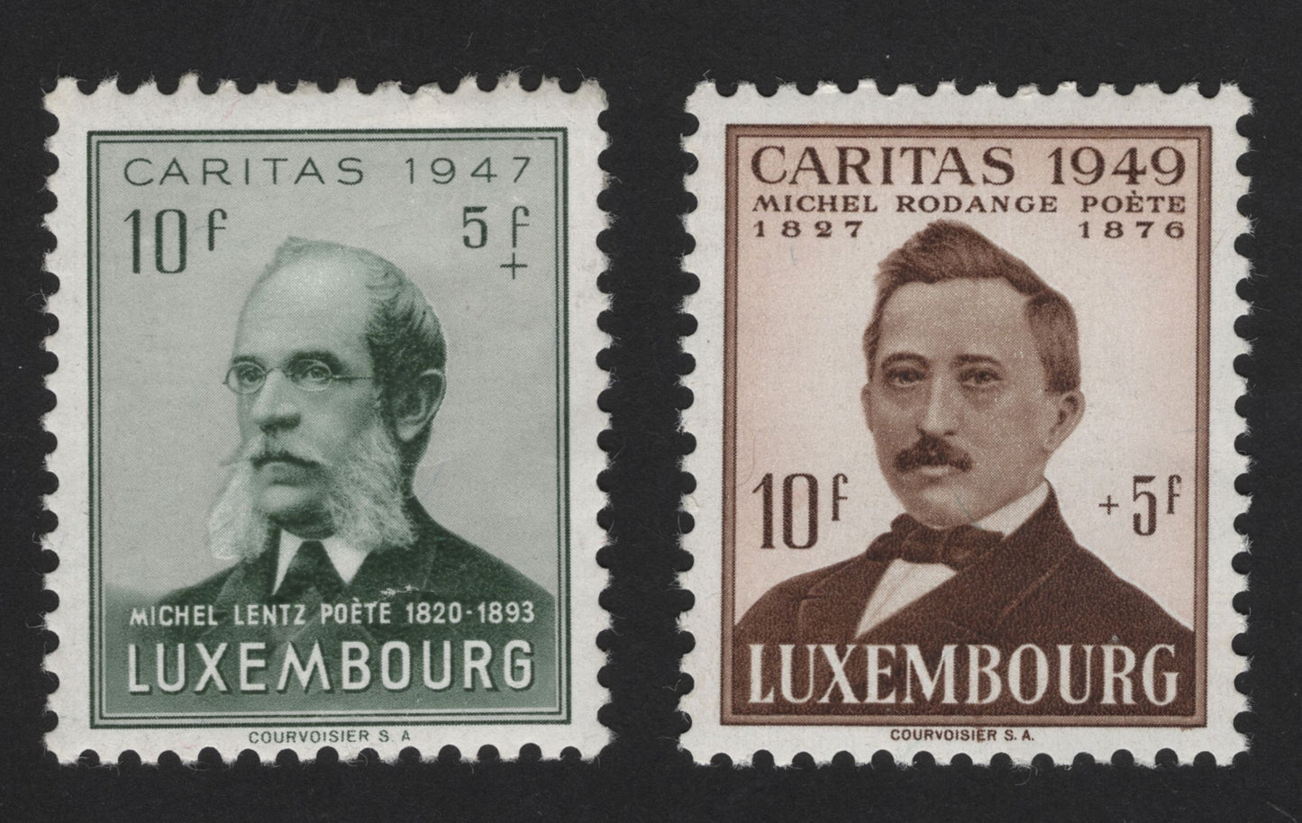 SCG12181 - Luxembourg Caritas Charity Issue – National Poets Michel Lentz & Michel Rodange