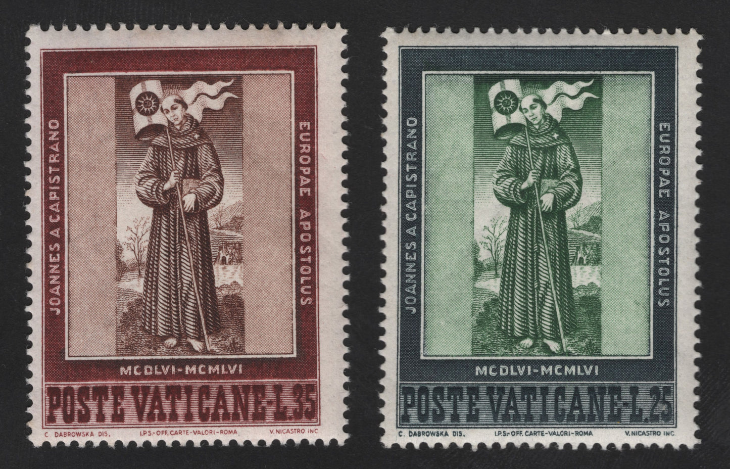 SCG12195 - Vatican City 1956 St. John Capistrano Europa Issue (Apostolus Europae)