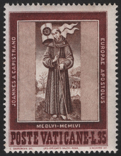 SCG12195 - Vatican City 1956 St. John Capistrano Europa Issue (Apostolus Europae)