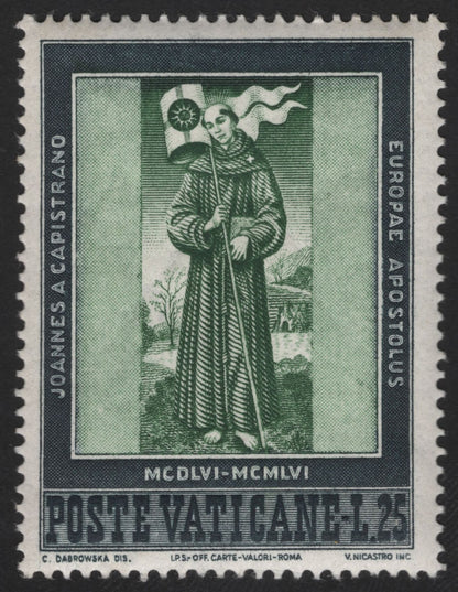 SCG12195 - Vatican City 1956 St. John Capistrano Europa Issue (Apostolus Europae)