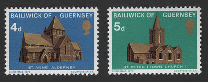 SCG12099 - Guernsey 1970 Christmas Churches Pair – St. Anne Alderney & St. Peter Town Church