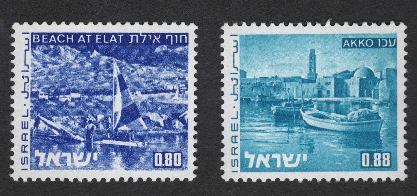 SCG12095 - Israel Coastal Views – Eilat Beach & Akko Harbor Definitive Pair
