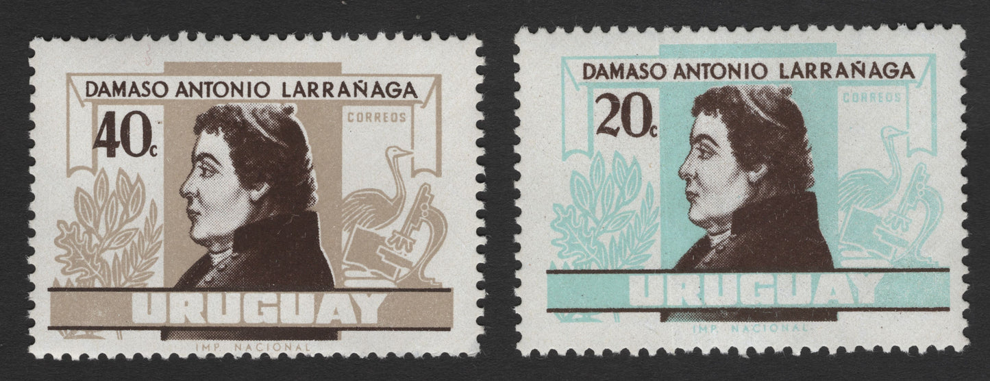 SCG12096 - Uruguay Damaso Antonio Larrañaga Definitive Pair (20c & 40c)