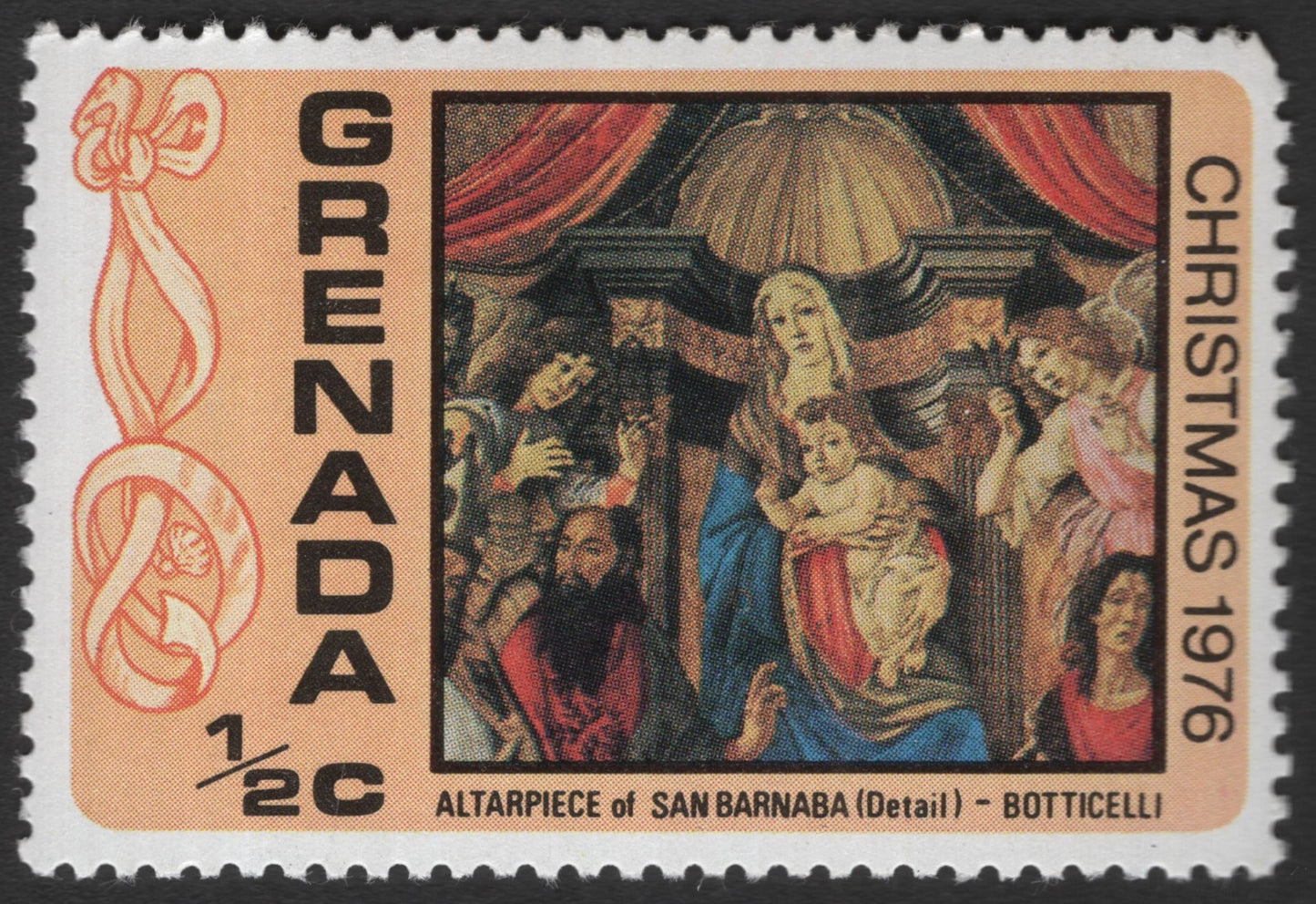 SCG11518 - Grenada – Christmas 1976 “Altarpiece of San Barnaba” (Botticelli) ½c Stamp