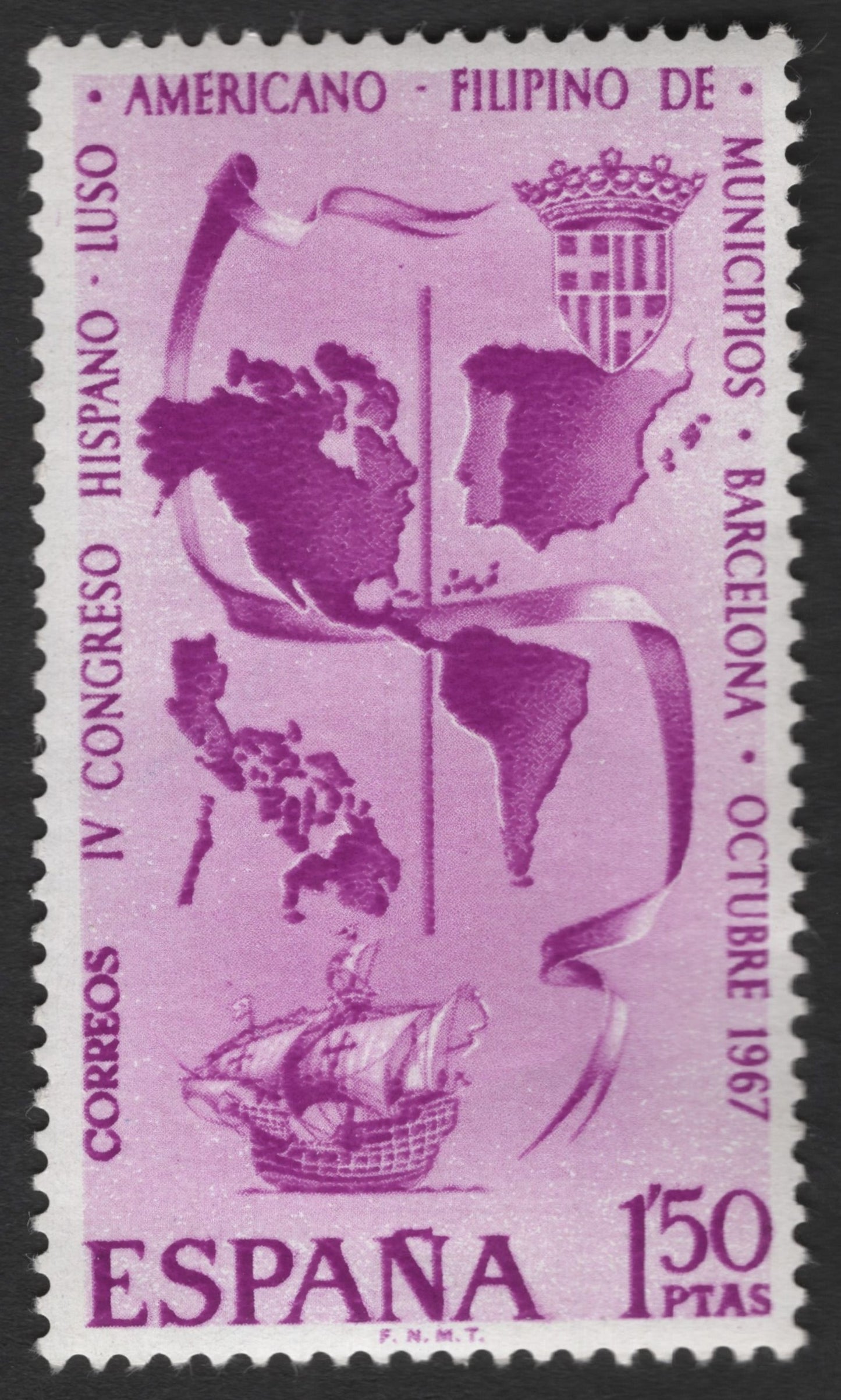 SCG11522 - Spain – IV Hispano-American-Filipino Congress of Municipalities, Barcelona 150 Ptas (1967)