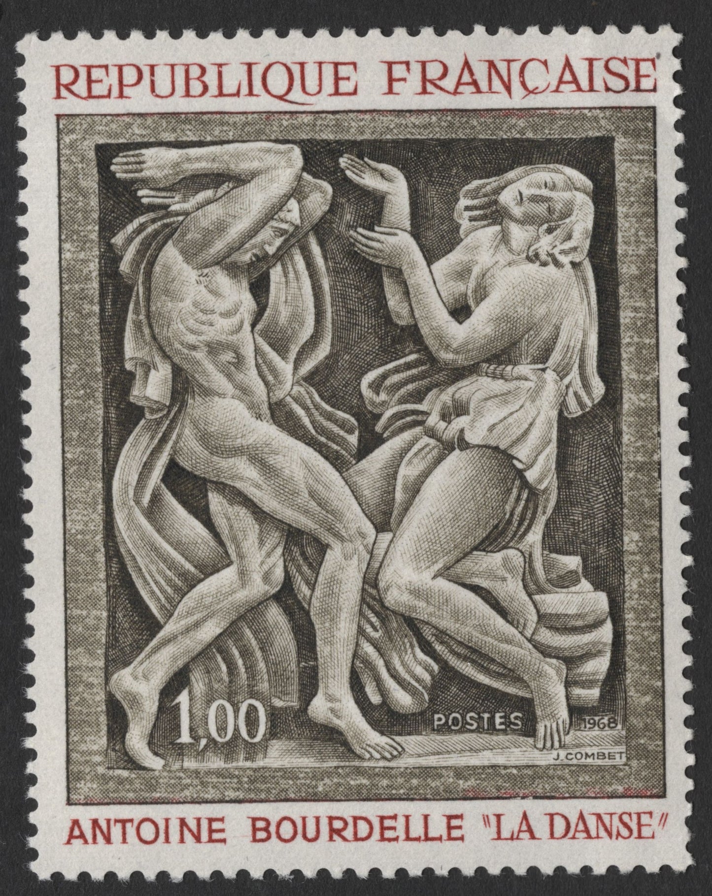 SCG11523 - France – 1.00F Antoine Bourdelle “La Danse” Art Stamp (1968)