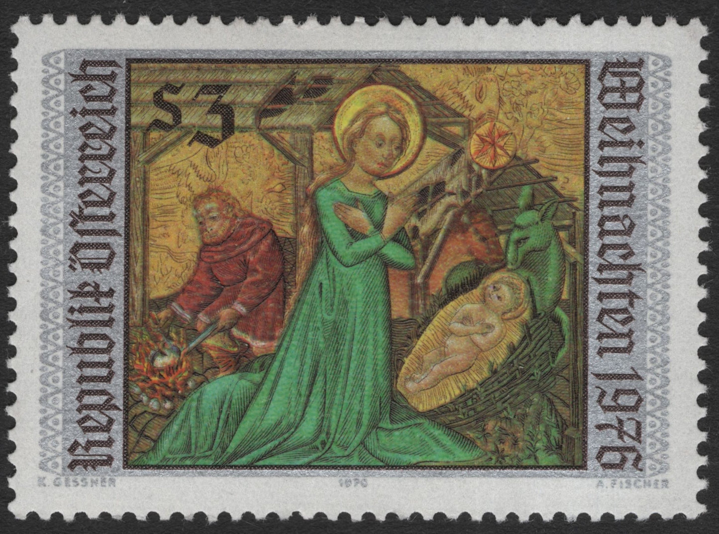 SCG11504 - Germany – 53 Pfennig “Weihnachten” (Christmas Nativity Art) Stamp, 1970