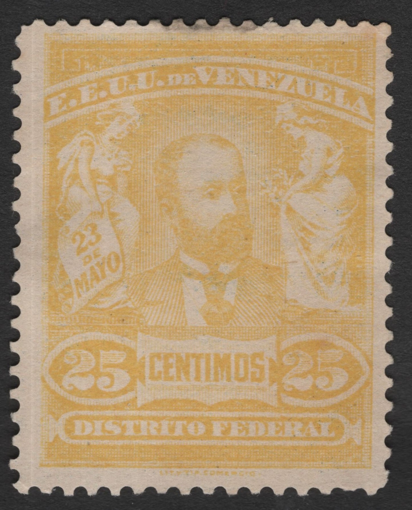SCG11434 - Venezuela 25 Céntimos “Distrito Federal” Allegorical Portrait Issue – Yellow-Orange Classic