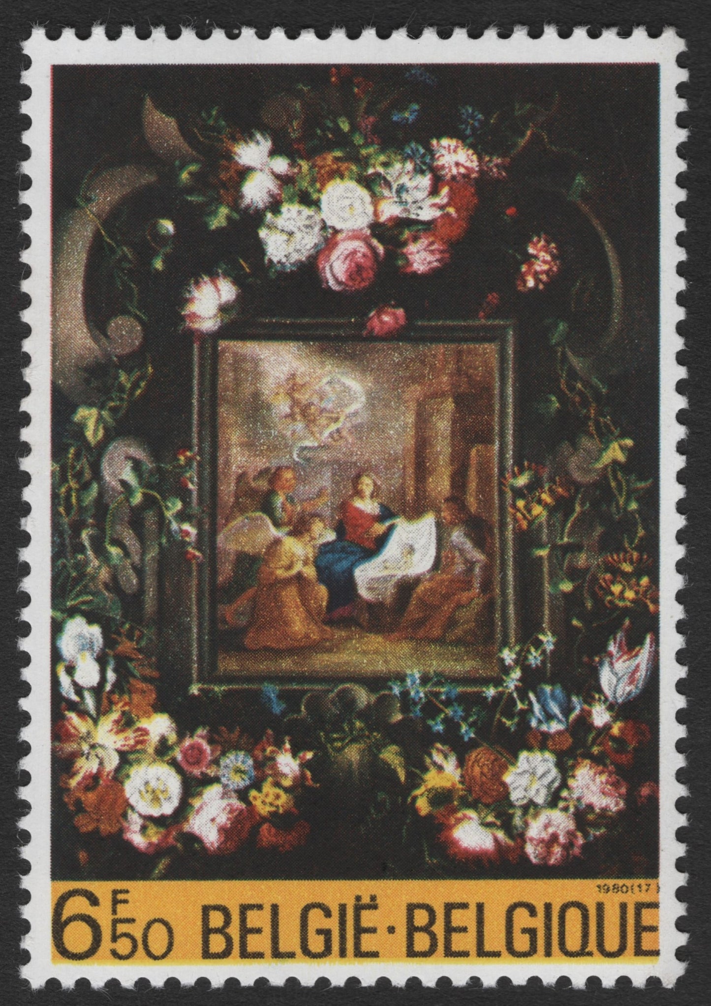 SCG11548 - Belgium – 6.50F Christmas Art Stamp featuring Renaissance Nativity Painting (1980)