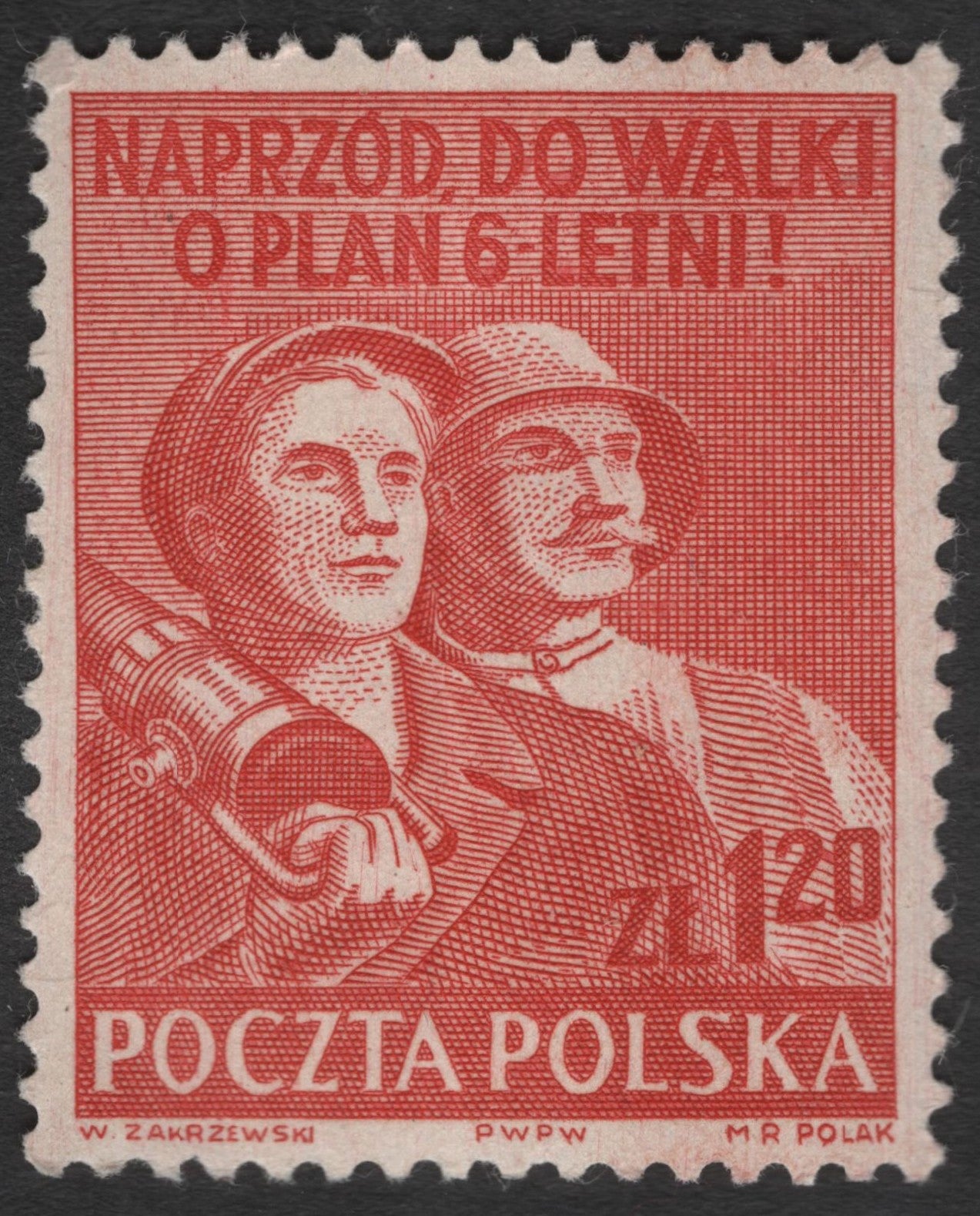 SCG11457 - Poland 20 Złoty – “Naprzód do walki o plan 6-letni” Worker & Soldier Propaganda Issue