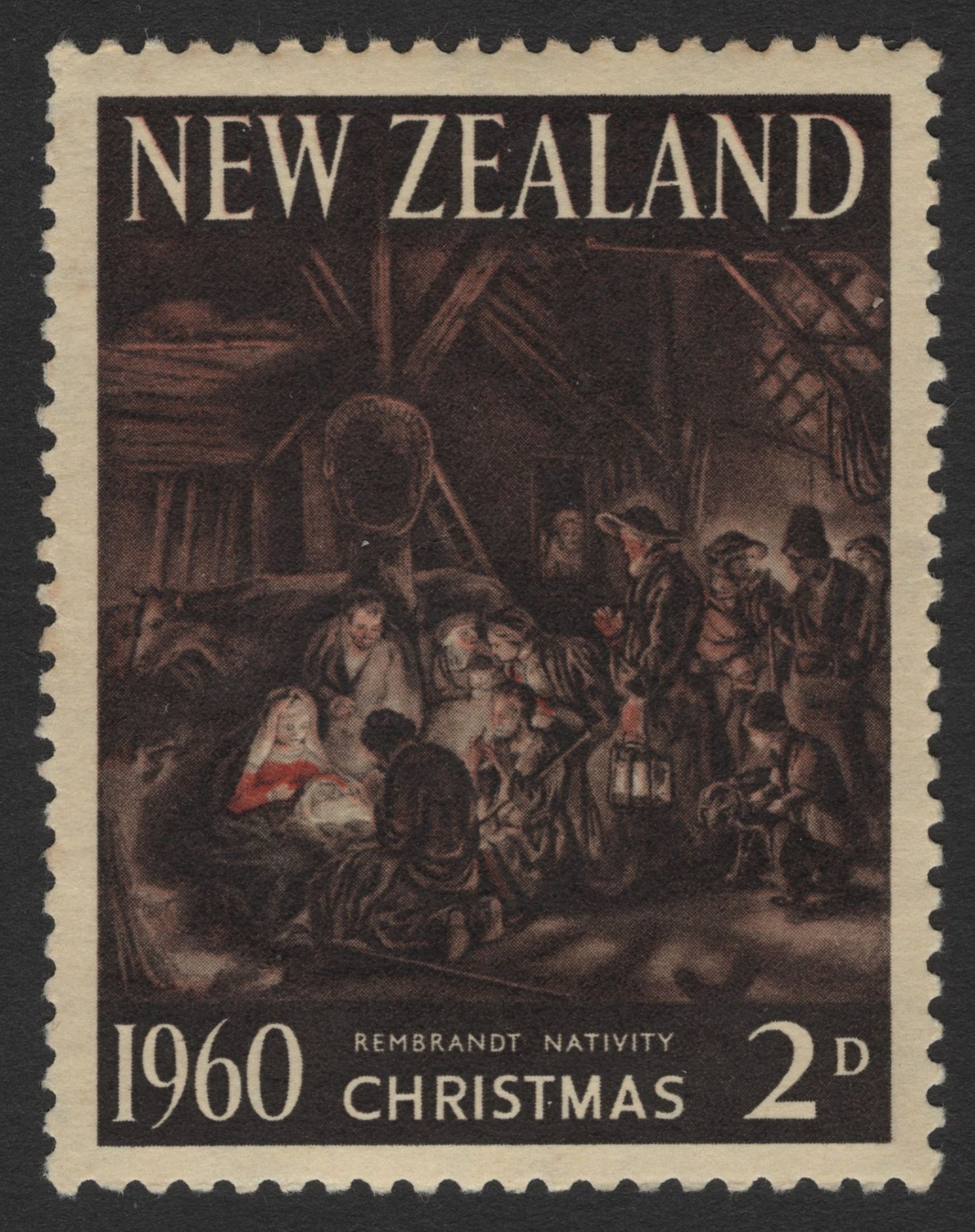 SCG11576 - New Zealand – 1960 Christmas 2d “Rembrandt Nativity”