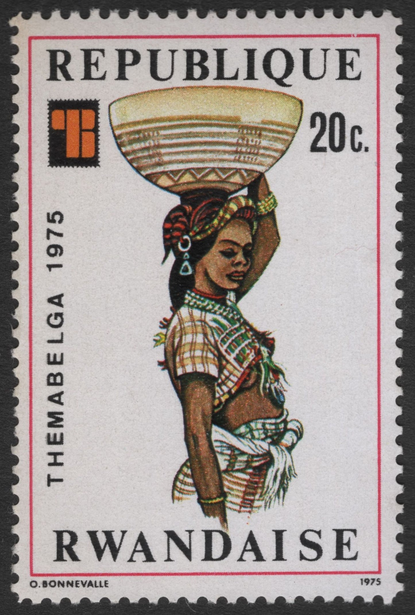 SCG11569 - Rwanda – 20c Themba Woman with Basket (1975 Cultural Life Issue)