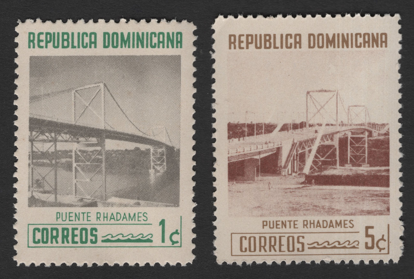 SCG12138 - Dominican Republic Puente Rhadames Bridge Definitive Pair (1c & 5c)