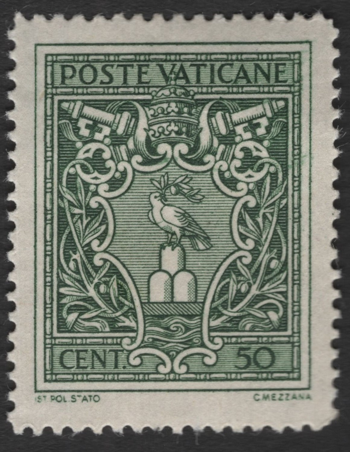 SCG11378 - Vatican City – 50 Centesimi “Dove of Peace & Papal Keys” (Poste Vaticane Classic Issue)