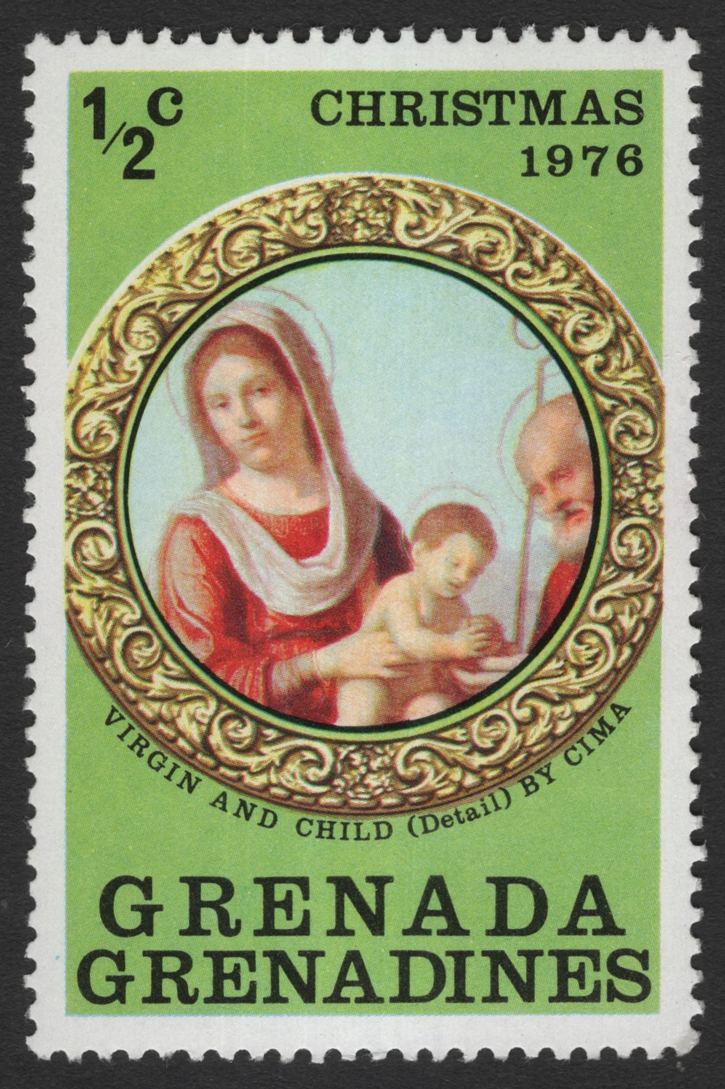 SCG11497 - Grenada Grenadines 1976 – Christmas “Virgin and Child” (Cimabue) ½c Art Stamp