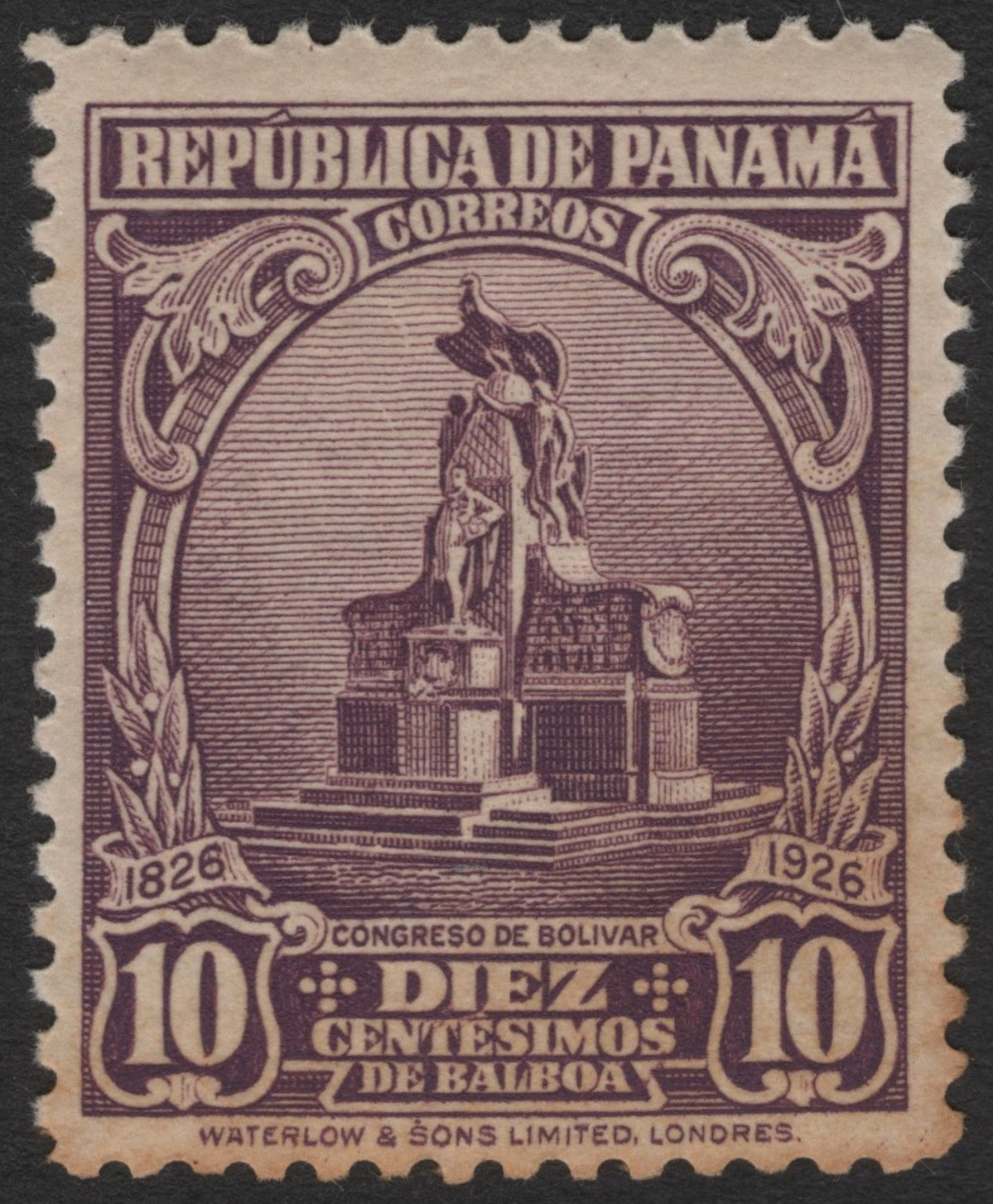 SCG11373 - Panama 1926 – Bolivar Congress Centenary Monument 10c (Waterlow Printing)